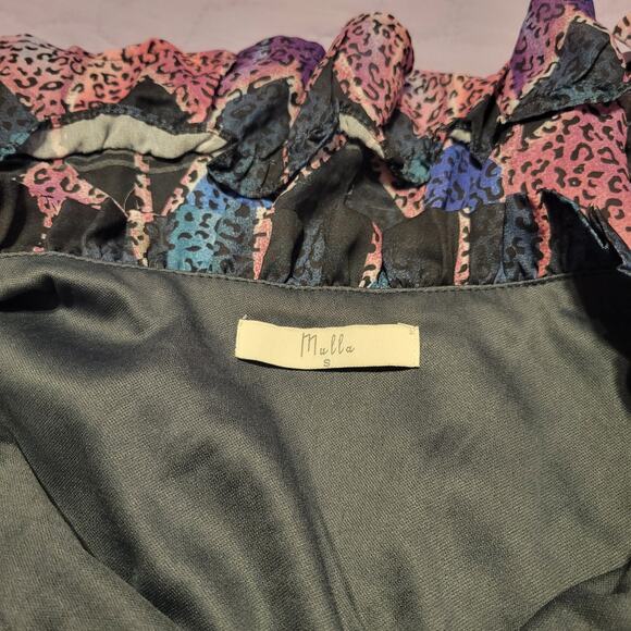 Mulla Long Sleeve Multicolor Animal Geometric Print Fit & Flare Mini Dress Small - Picture 3 of 11